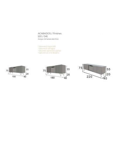 Mueble TV moderno con chimenea 397-CH21
