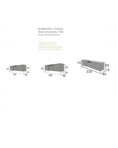 Mueble TV moderno con chimenea 397-CH22