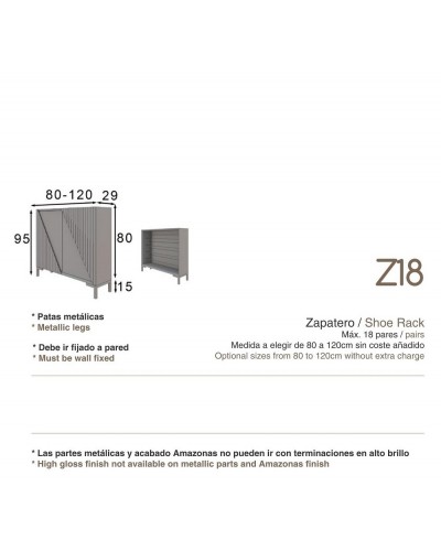 Mueble zapatero moderno lacado alta calidad 397-Z18A