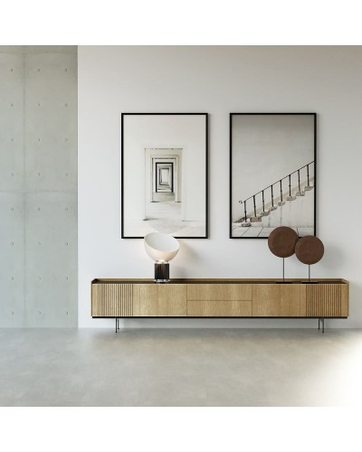 Mueble TV chapa de roble con tapa porcelánica One – P. Espejo