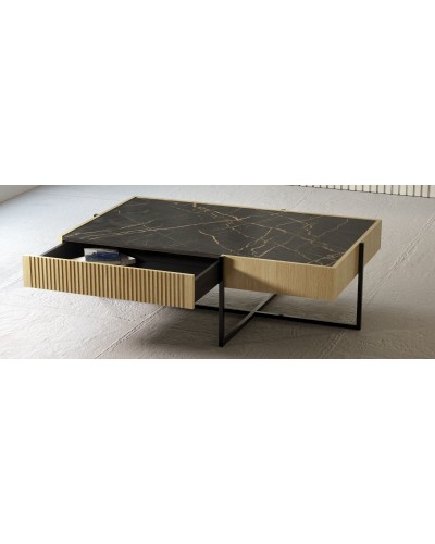 Mesa de centro chapa de roble con tapa porcelánica One – P. Espejo
