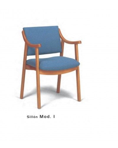 Sillon fijo tapizado y madera moderno 46-01 